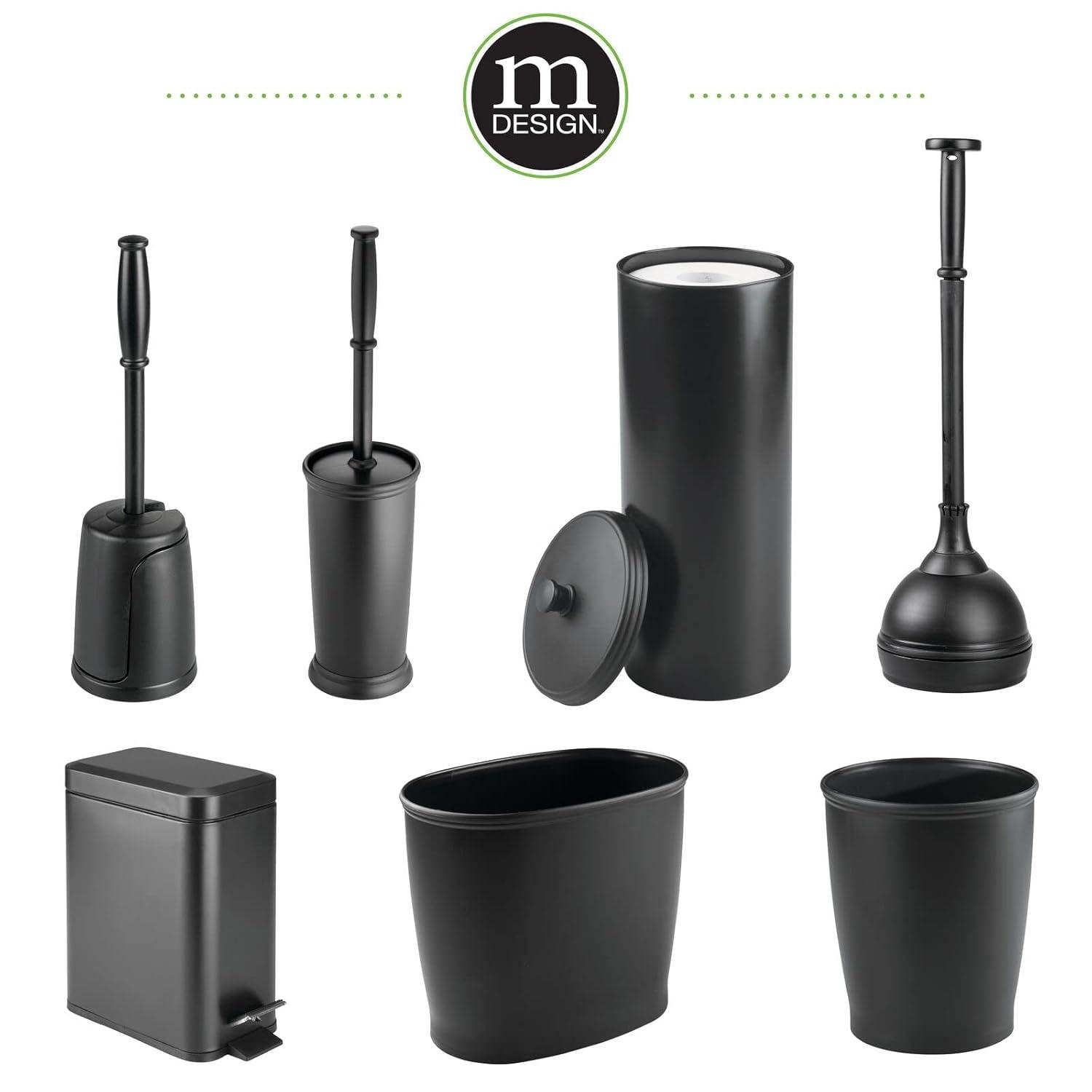 imagemDesign Small Modern 13 Gallon Rectangle Metal Lidded Step Trash Can Compact Garbage Bin with Removable Liner Bucket and Handle for Bathroom Kitchen Craft Room Office Garage BlackBlack