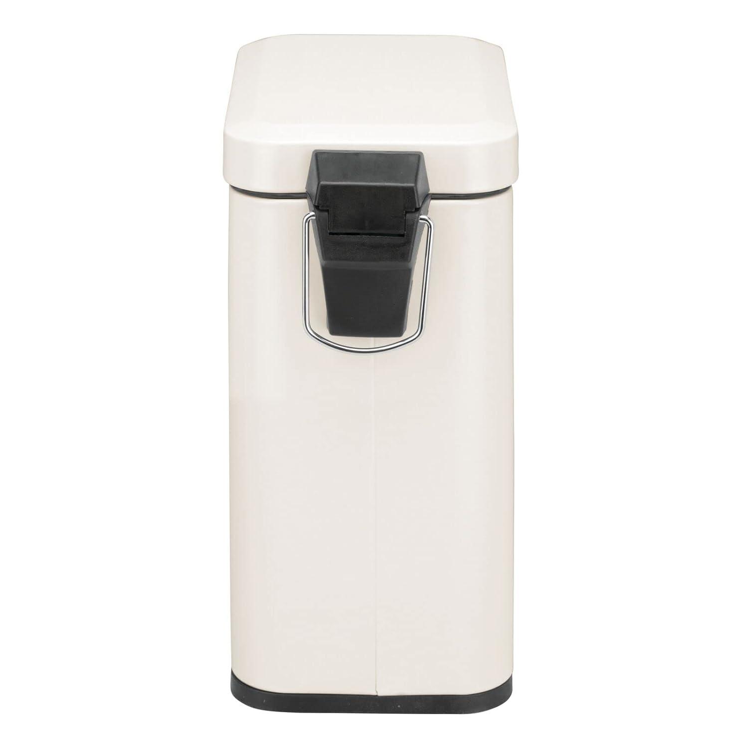 imagemDesign Small Modern 13 Gallon Rectangle Metal Lidded Step Trash Can Compact Garbage Bin with Removable Liner Bucket and Handle for Bathroom Kitchen Craft Room Office Garage BlackCream