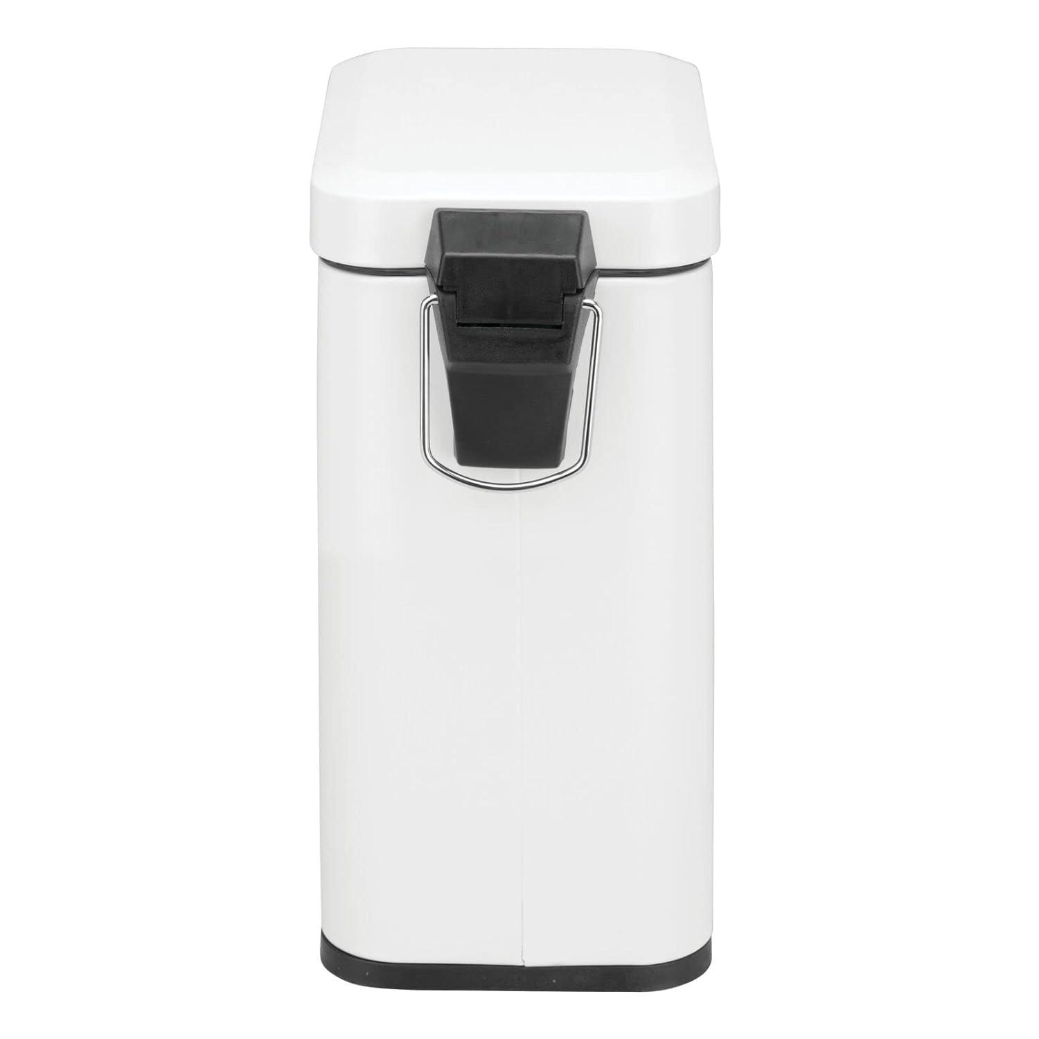 imagemDesign Small Modern 13 Gallon Rectangle Metal Lidded Step Trash Can Compact Garbage Bin with Removable Liner Bucket and Handle for Bathroom Kitchen Craft Room Office Garage BlackWhite