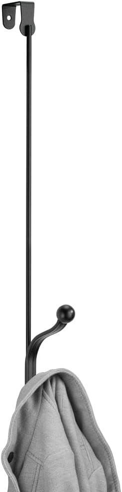 imagemDesign Metal Modern Over The Door Storage Organizer Rack Hang Coats Hoodies Hats Scarves Purses Leashes Towels Robes Clothing 17 Tall 2 Hooks 2 Pack BlackBlack