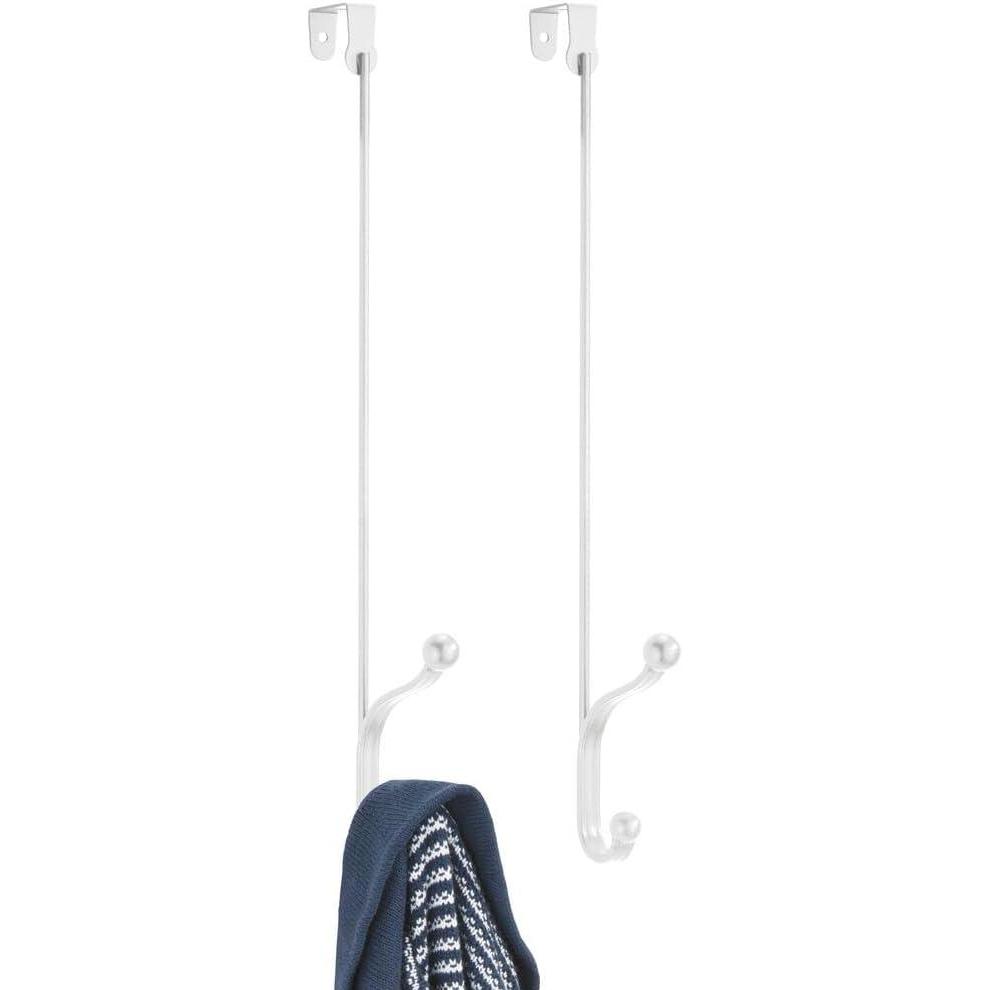 imagemDesign Metal Modern Over The Door Storage Organizer Rack  Hang Coats Hoodies Hats Scarves Purses Leashes Towels Robes Clothing  17 Tall 2 Hooks  2 Pack  BlackWhite