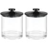 imagemDesign Small Modern Apothecary Storage Organizer Canister Jars  Acrylic Containers for Bathroom Organization Holder for Vanity Counter Makeup Table Lumiere Collection 2 Pack ClearBlackClearBlack