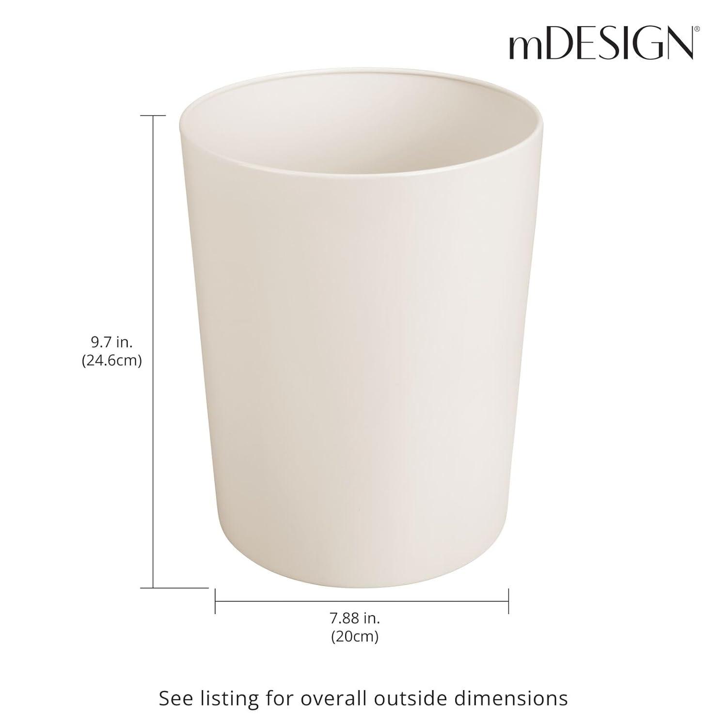 imagemDesign Round Metal Small 17 Gallon Recycle Trash Can Wastebasket Garbage Container Bin for Bathrooms Kitchen Bedroom Home Office Durable Stainless Steel Mirri Collection Black MarbleCream