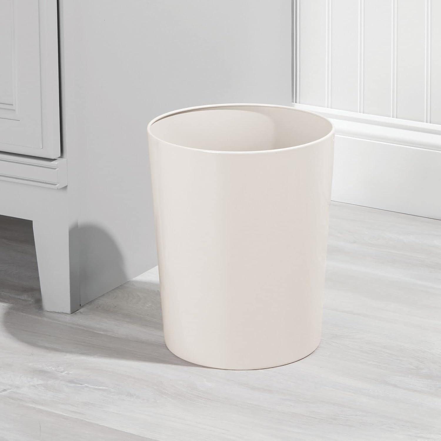 imagemDesign Round Metal Small 17 Gallon Recycle Trash Can Wastebasket Garbage Container Bin for Bathrooms Kitchen Bedroom Home Office Durable Stainless Steel Mirri Collection Black MarbleCream