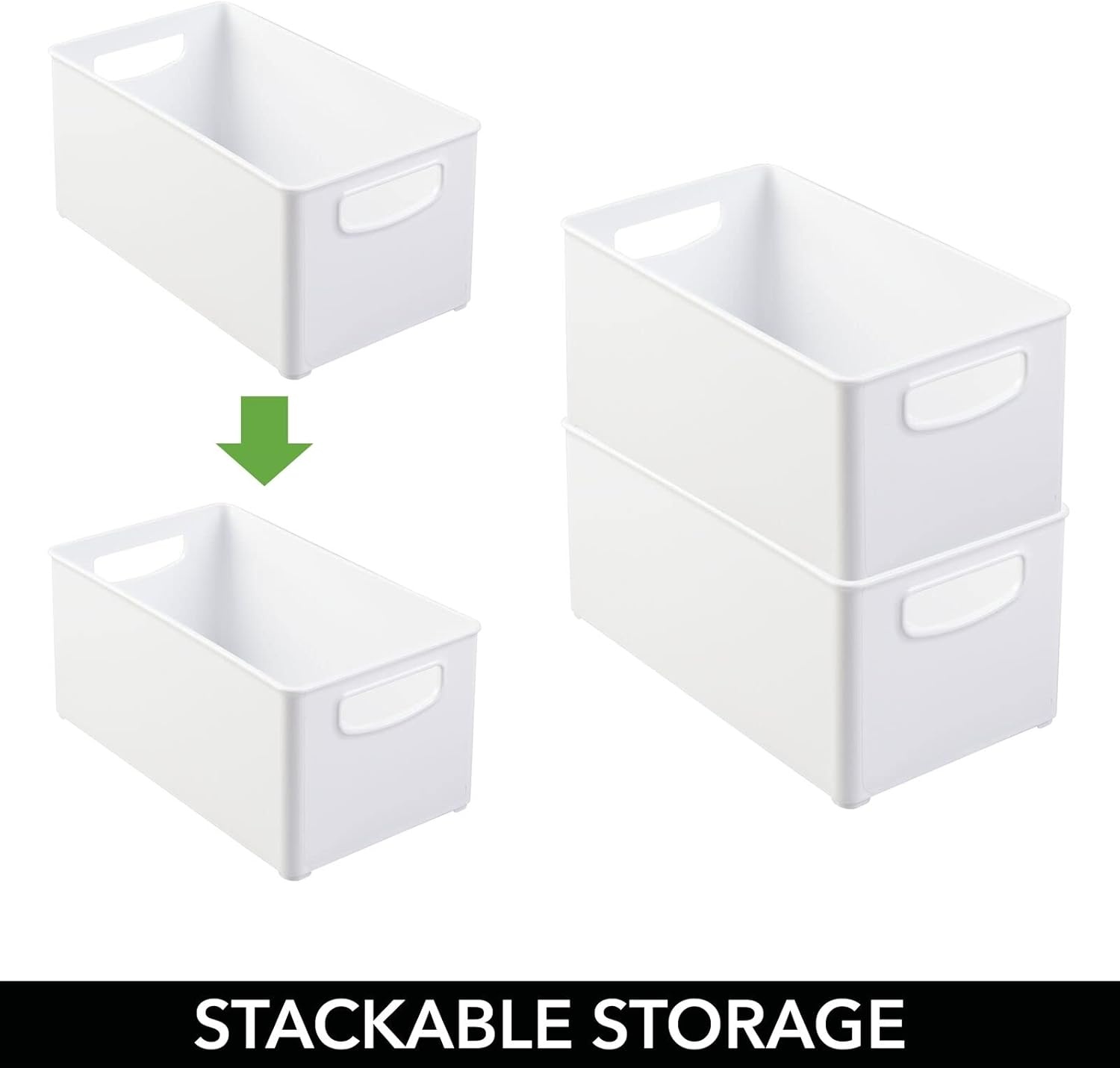 imagemDesign Plastic Storage Organizer Wide Container Bin with Handles for Bathroom Home Organization Holds Vitamins Supplements Makeup Styling Tools Ligne Collection 8 Pack White