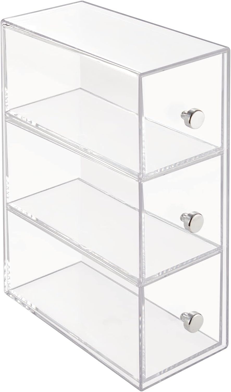 image:imagemDesign Plastic Kitchen Pantry Stackable Storage Organizer Container Station with 3 Drawers for Cabinet Countertop Holds Coffee Tea Sugar Packets Creamers Lumiere Collection ClearClear