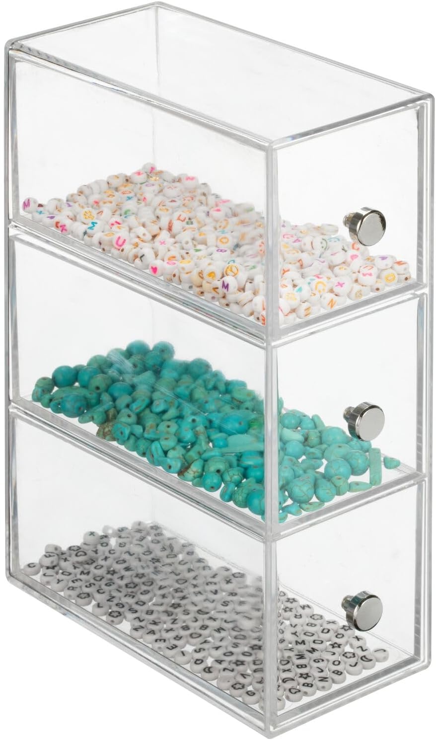 image:imagemDesign Plastic Kitchen Pantry Stackable Storage Organizer Container Station with 3 Drawers for Cabinet Countertop Holds Coffee Tea Sugar Packets Creamers Lumiere Collection ClearClear