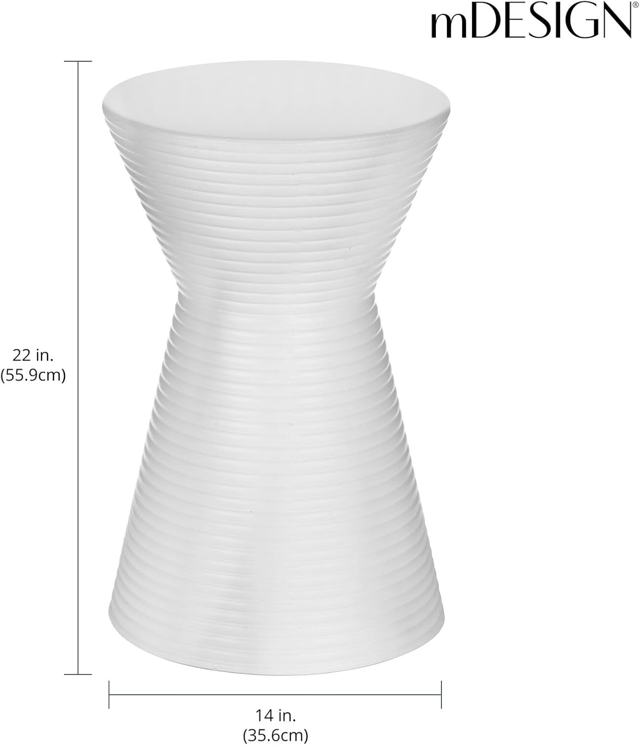 image:imagemDesign Round Hourglass Concrete Side Table Solid Fluted Table for IndoorOutdoor Use Living Room Patio Modern AccentEnd Stone Table Drum End Table for Fans of Minimalist Furniture WhiteWhite