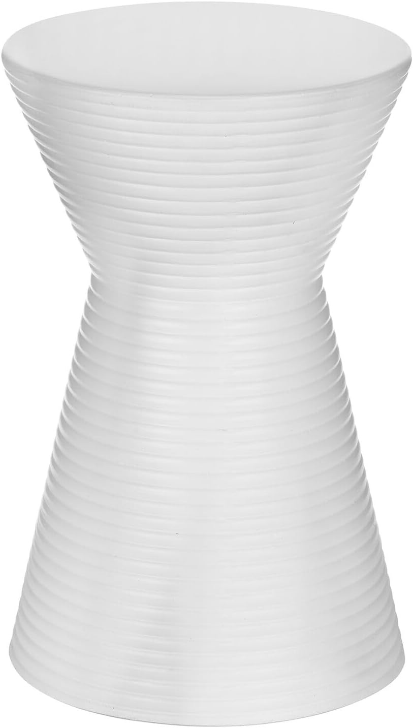 image:imagemDesign Round Hourglass Concrete Side Table Solid Fluted Table for IndoorOutdoor Use Living Room Patio Modern AccentEnd Stone Table Drum End Table for Fans of Minimalist Furniture WhiteWhite
