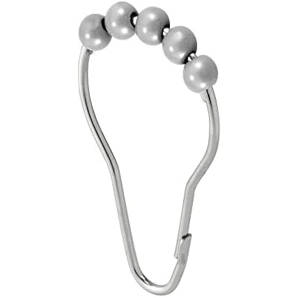image:imagemDesign Steel Metal EasyGlide Roller Ball Shower Curtain Rings  Bathroom Shower Curtain and Curtain Liner Rolling Ring Hooks for Shower Rod Guest Bath and Powder Room  12 Rings  GraySilver