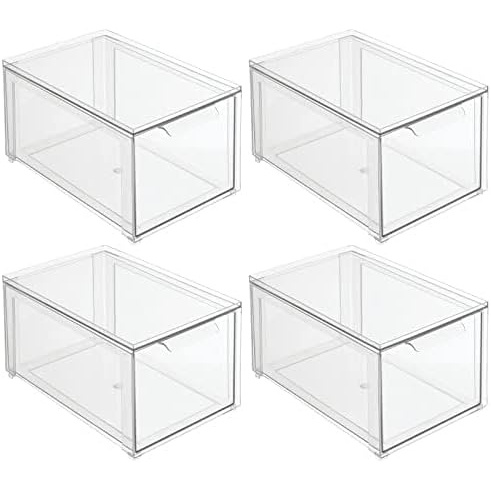 image:imagemDesign Plastic Stackable Bathroom Storage Organizer Bin with Pull Out Drawer for Cabinet Vanity Shelf Cupboard Cabinet or Closet Organization  Lumiere Collection  8 Pack  Clear8 x 12 x 6 Pack of 4