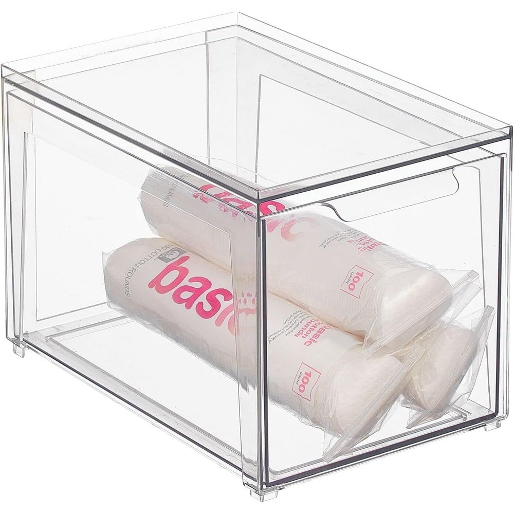 image:imagemDesign Plastic Stackable Bathroom Storage Organizer Bin with Pull Out Drawer for Cabinet Vanity Shelf Cupboard Cabinet or Closet Organization  Lumiere Collection  8 Pack  Clear8 x 12 x 8 Pack of 1
