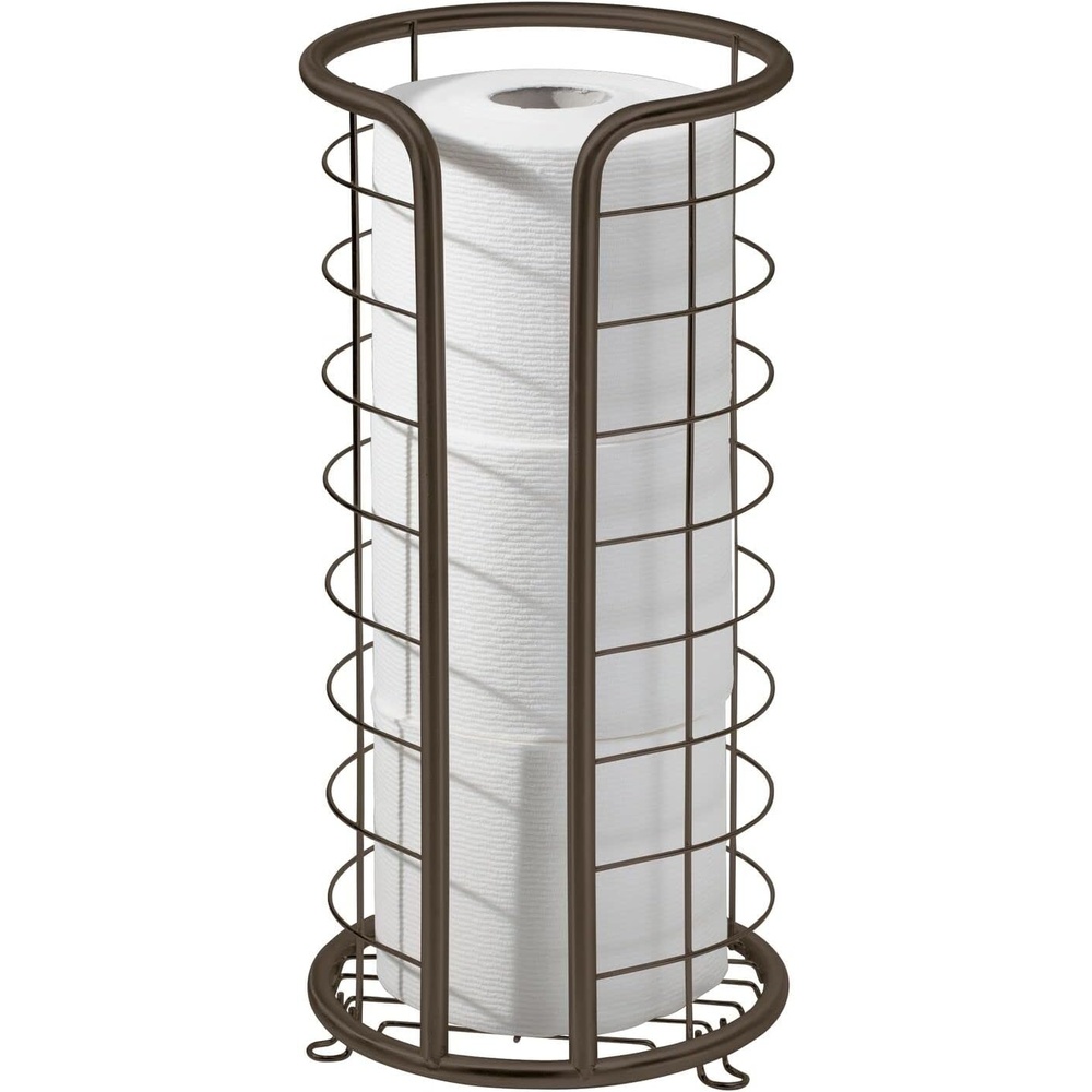 image:imagemDesign Metal Toilet Paper Holder Stand  Storage Reserve for 3 Rolls of Toilet Tissue  Freestanding Toilet Paper Holder  Stylish Bathroom Floor Toilet Paper Stand  Omni Collection  Matte BlackBronze
