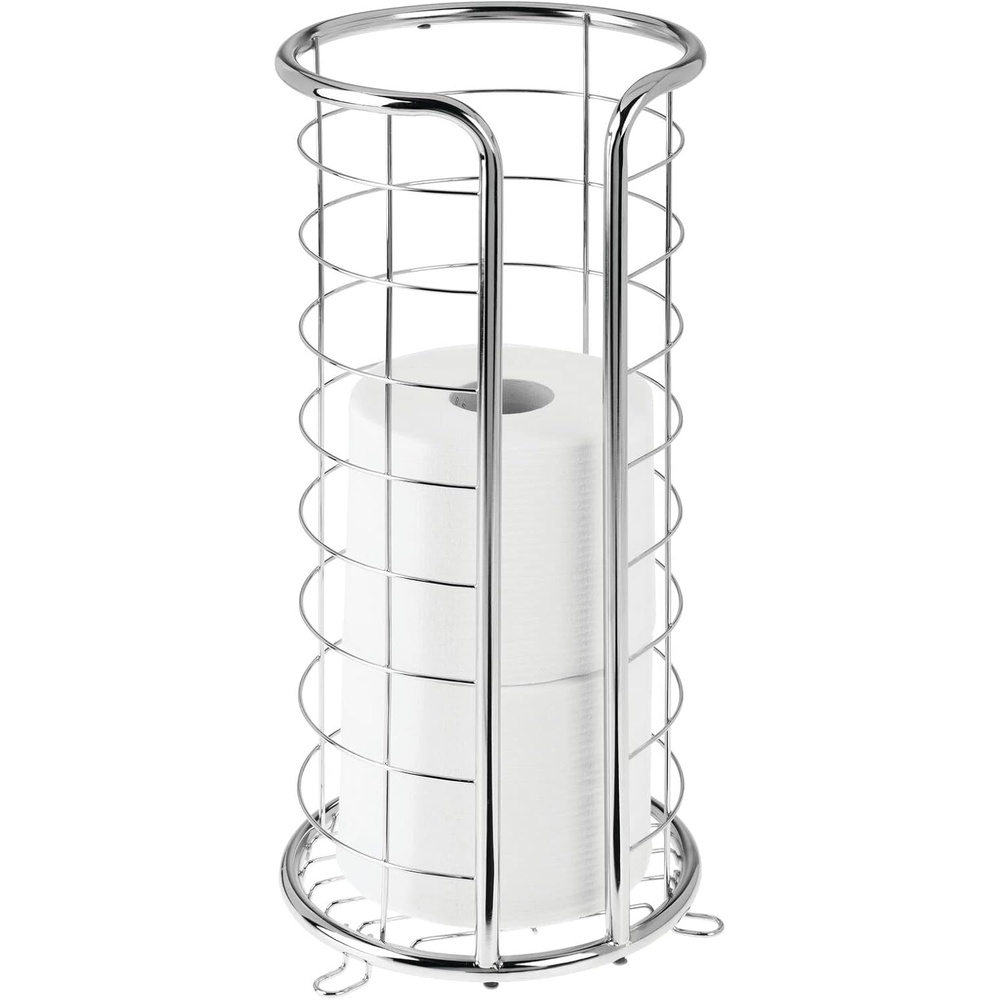 image:imagemDesign Metal Toilet Paper Holder Stand  Storage Reserve for 3 Rolls of Toilet Tissue  Freestanding Toilet Paper Holder  Stylish Bathroom Floor Toilet Paper Stand  Omni Collection  Matte BlackChrome
