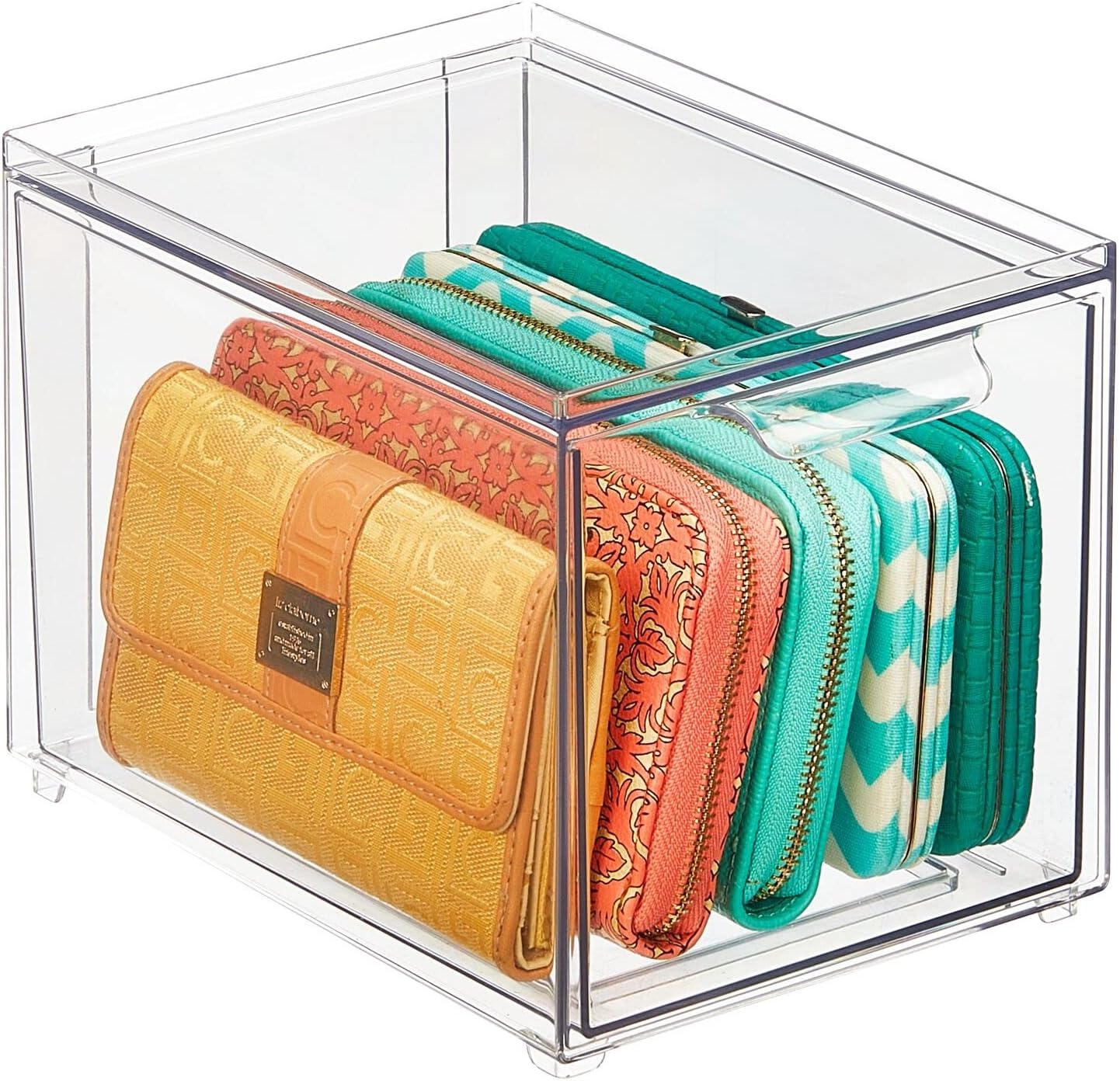 image:imagemDesign Stackable Storage Containers Box with 2 PullOut Drawers Stacking Plastic Drawer Bins for Closet Organization Linen Coat Bedroom or Entryway Closets Lumiere Collection 4 Pack Clear8 x 6 x 6 Pack of 2