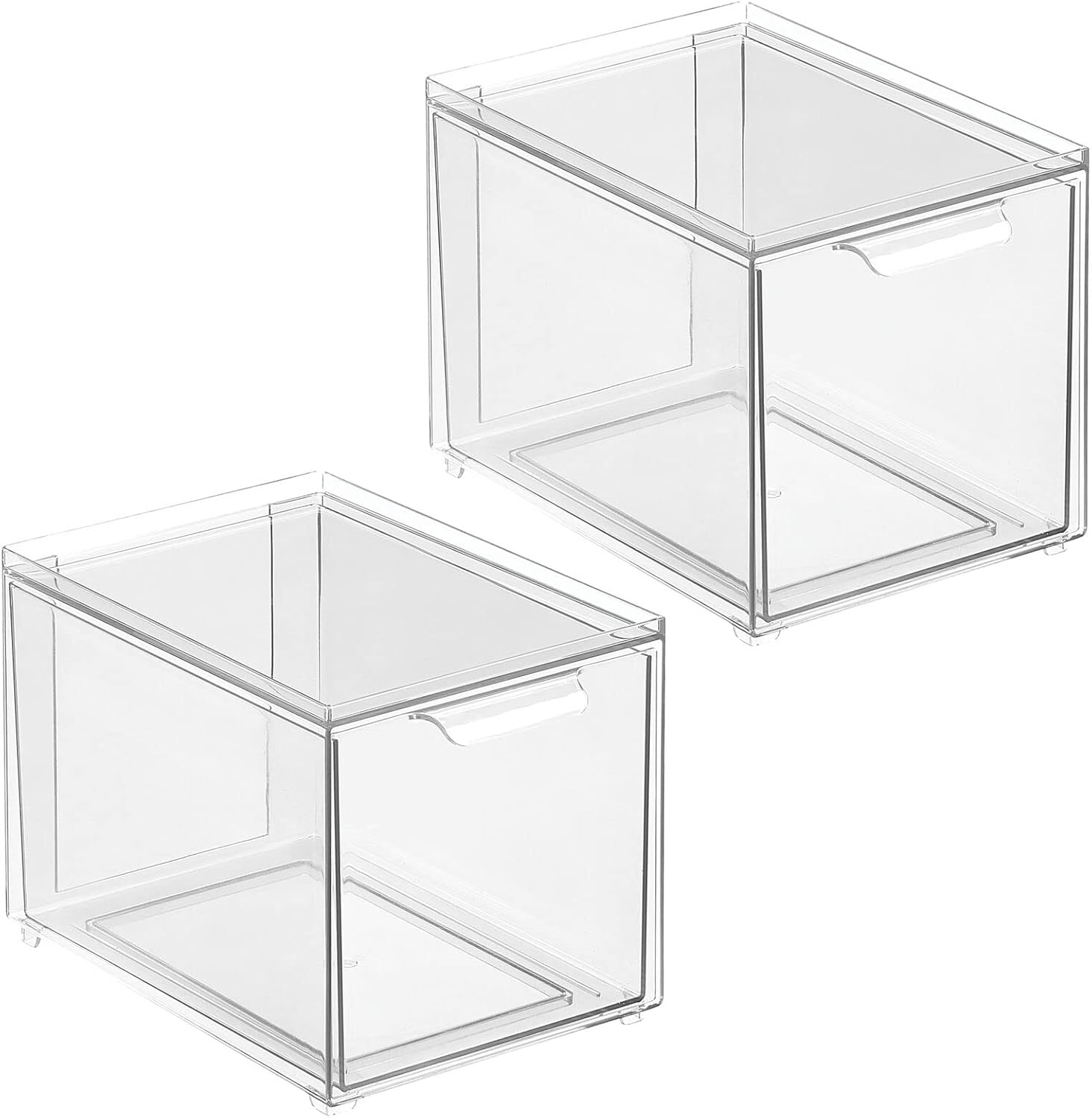 image:imagemDesign Stackable Storage Containers Box with 2 PullOut Drawers Stacking Plastic Drawer Bins for Closet Organization Linen Coat Bedroom or Entryway Closets Lumiere Collection 4 Pack Clear8 x 6 x 6 Pack of 2