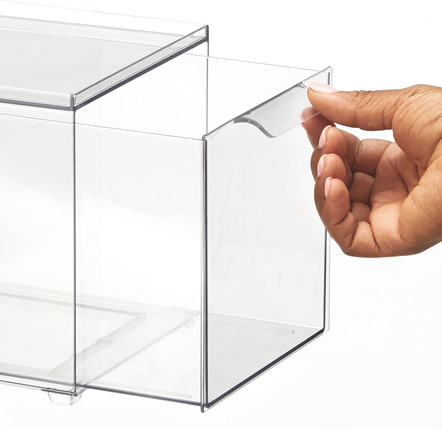 image:imagemDesign Stackable Storage Containers Box with 2 PullOut Drawers Stacking Plastic Drawer Bins for Closet Organization Linen Coat Bedroom or Entryway Closets Lumiere Collection 4 Pack Clear8 x 6 x 6 Pack of 2