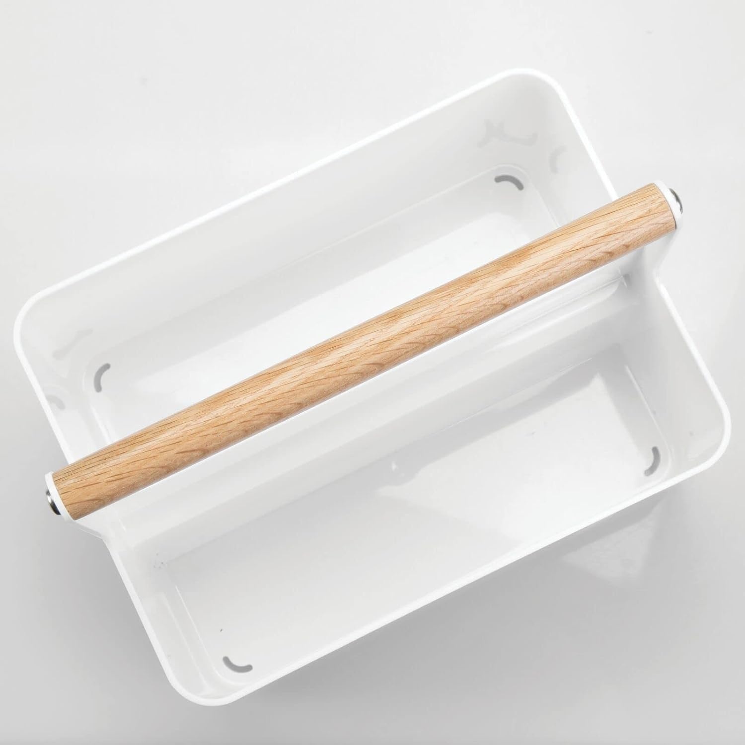 image:imagemDesign Plastic Portable Shower Caddy Divided Basket Bin Storage Organizer with Bamboo Handle for Bathroom Dorm Shelf amp Cabinet Holds Shampoo Conditioner Aura Collection WhiteNaturalWhiteNatural
