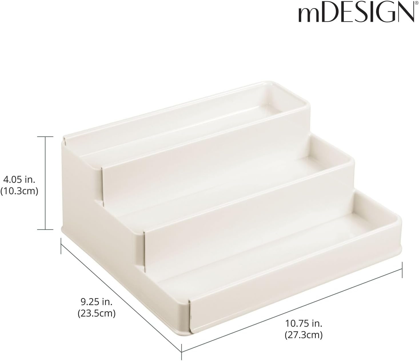 image:imagemDesign Plastic Expandable 3Tier Shelf Rack Organizer Storage for Bathroom Vanity Cabinet Cupboard Drawer Holds Medicine Vitamins Supplements Cosmetics Ligne Collection WhiteCream