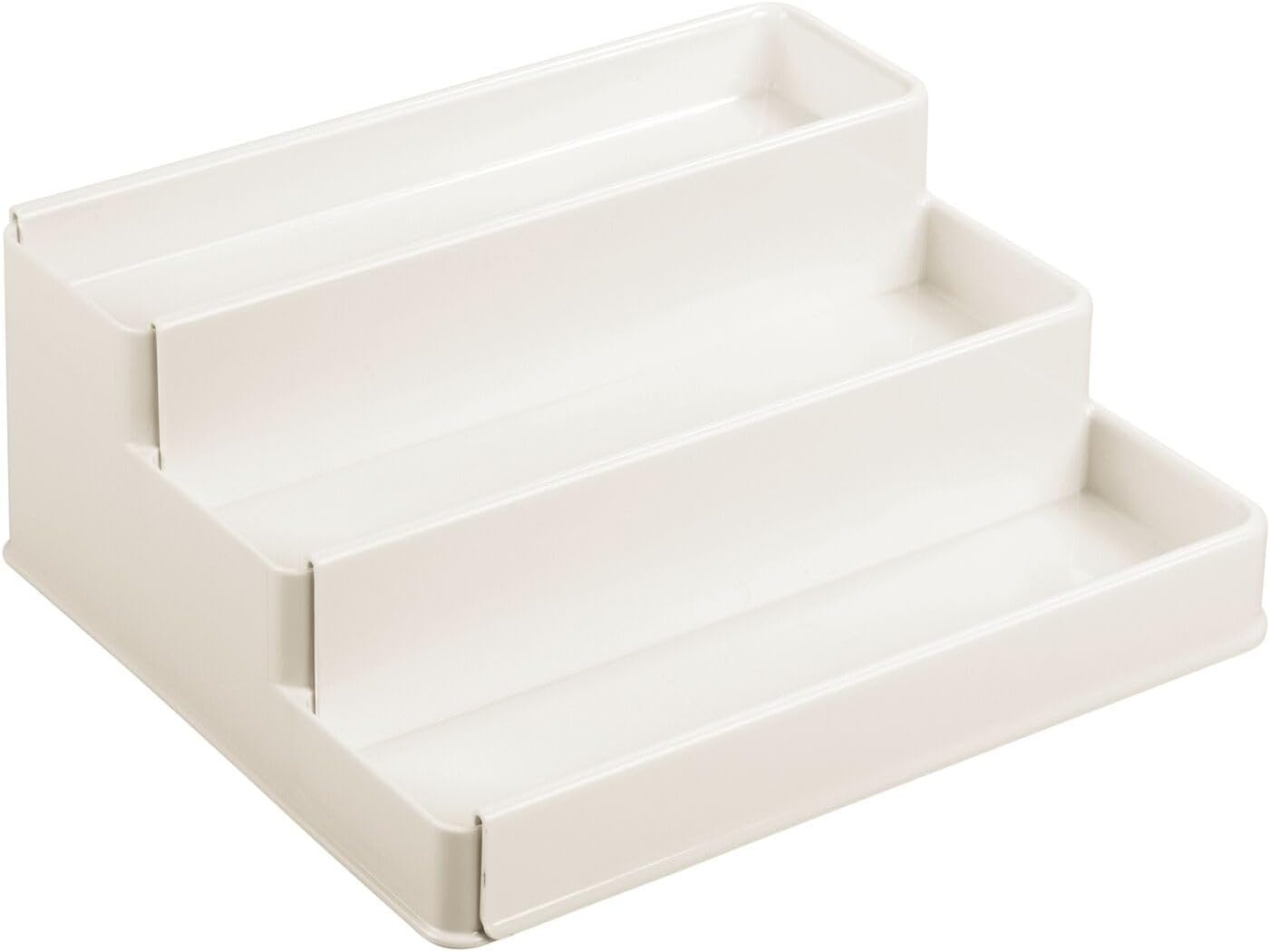 image:imagemDesign Plastic Expandable 3Tier Shelf Rack Organizer Storage for Bathroom Vanity Cabinet Cupboard Drawer Holds Medicine Vitamins Supplements Cosmetics Ligne Collection WhiteCream