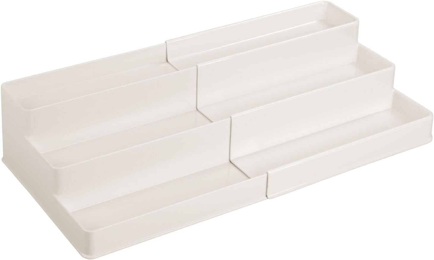 image:imagemDesign Plastic Expandable 3Tier Shelf Rack Organizer Storage for Bathroom Vanity Cabinet Cupboard Drawer Holds Medicine Vitamins Supplements Cosmetics Ligne Collection WhiteCream