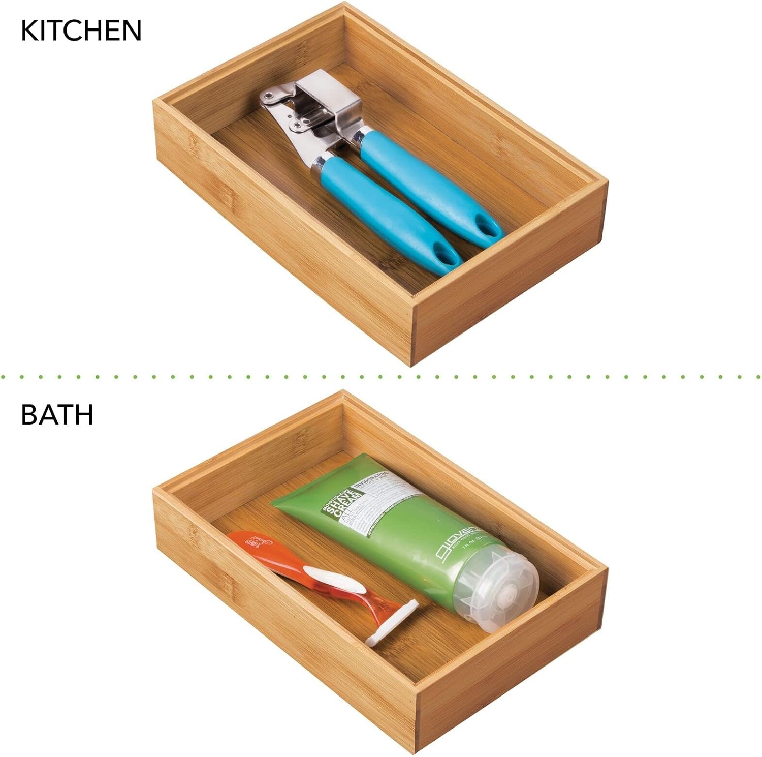 image:imagemDesign Pack of 2 Functional Drawer Organiser Elegant Bamboo Kitchen Drawer Divider for Cutlery Silverware Utensils Convenient Drawer Separator Light Brown152 x 229 x 51 cm