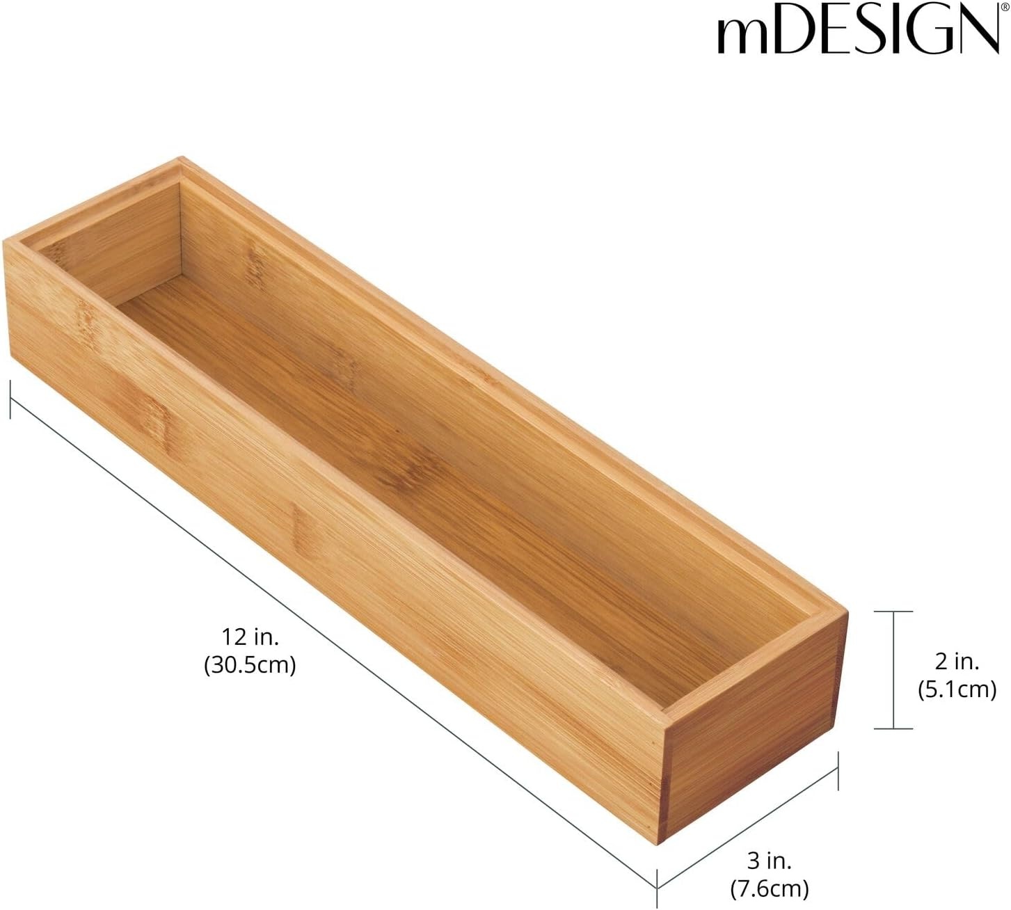 image:imagemDesign Pack of 2 Functional Drawer Organiser Elegant Bamboo Kitchen Drawer Divider for Cutlery Silverware Utensils Convenient Drawer Separator Light Brown7 6 cm x 30 5 cm x 5 1 cm