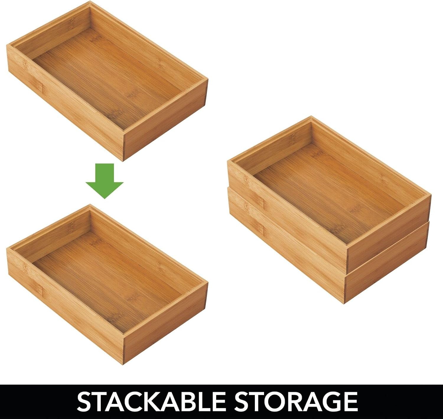 image:imagemDesign Pack of 2 Functional Drawer Organiser Elegant Bamboo Kitchen Drawer Divider for Cutlery Silverware Utensils Convenient Drawer Separator Light Brown152 x 229 x 51 cm