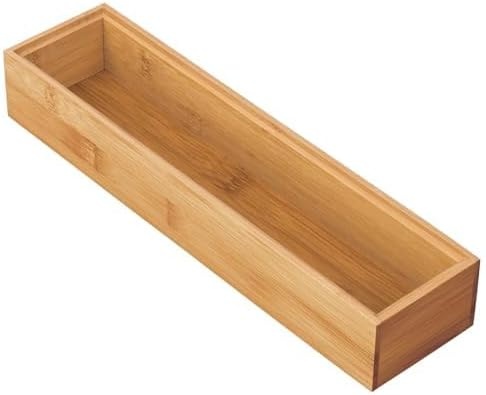 image:imagemDesign Pack of 2 Functional Drawer Organiser Elegant Bamboo Kitchen Drawer Divider for Cutlery Silverware Utensils Convenient Drawer Separator Light Brown7 6 cm x 30 5 cm x 5 1 cm