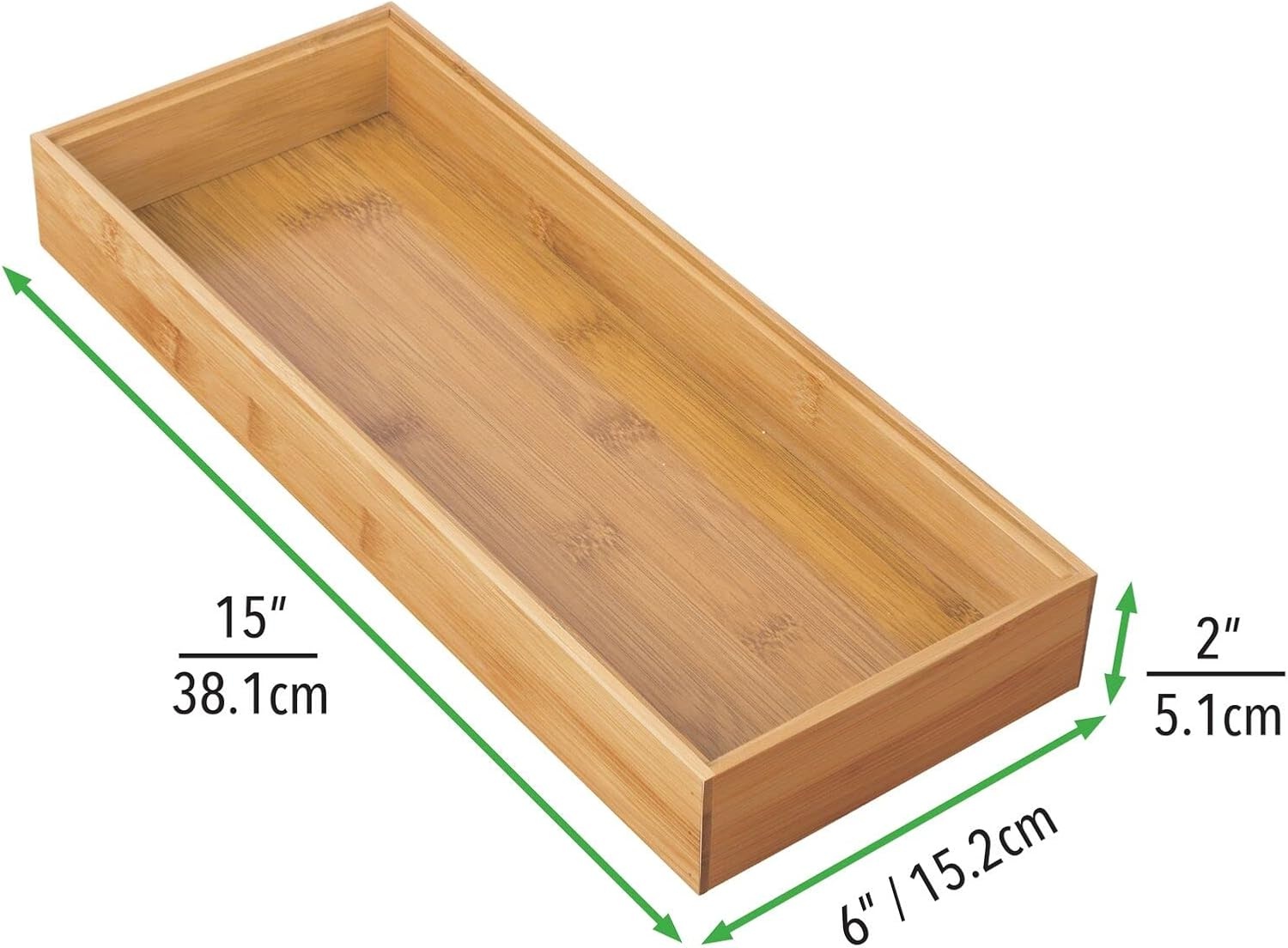 image:imagemDesign Wooden Bamboo Drawer Organizer 15 Long Stackable Storage Box Tray for Kitchen DrawersCabinet Utensil Silverware Spatula and Flatware Holder Echo Collection 2 Pack Natural Wood