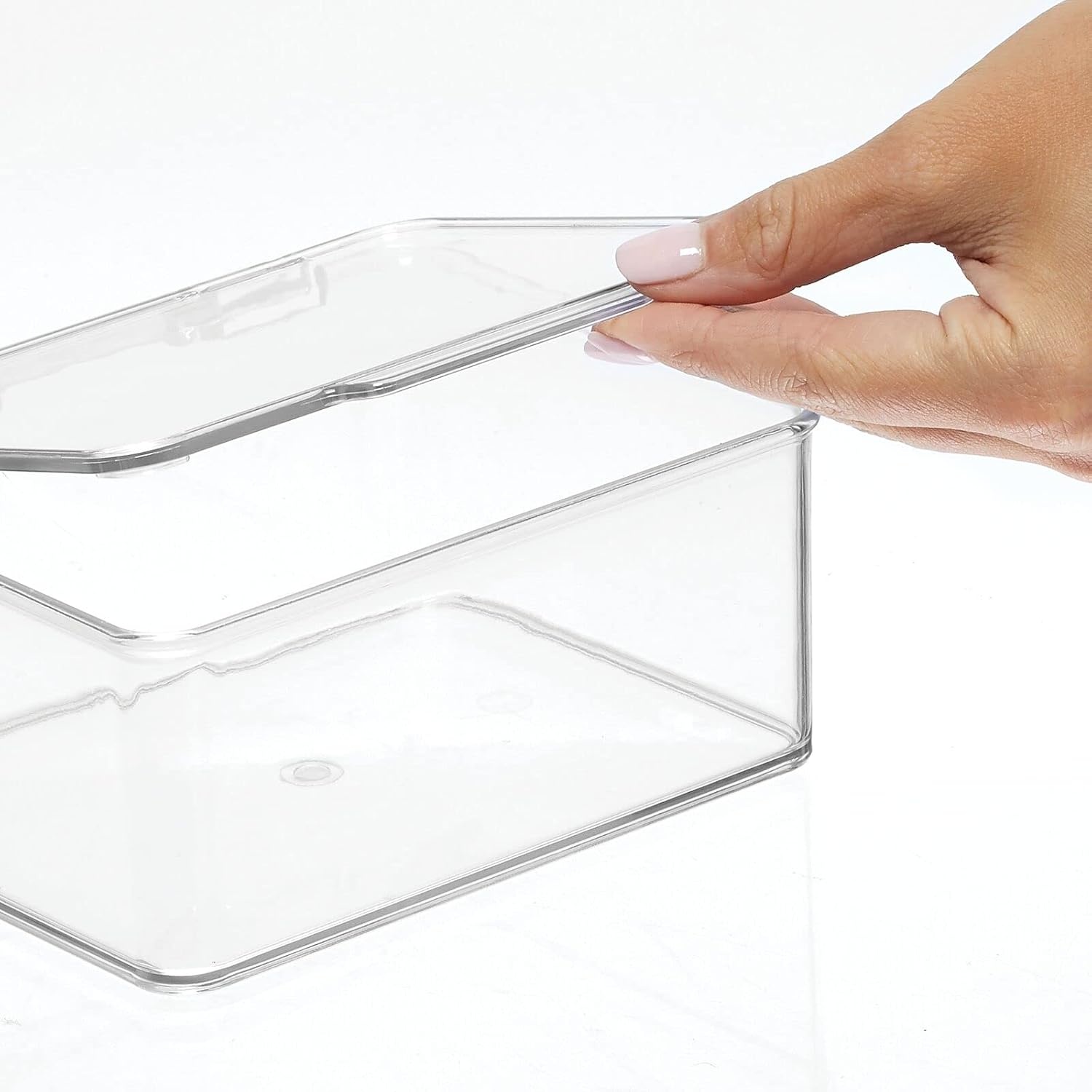 image:imagemDesign Plastic Small Stackable Divided Battery Storage Organizer Box with Hinged Lid for AA AAA C D 9 Volt Sizes Great Storage for Kitchens Home Offices Lumiere Collection 2 Pack Clear55 x 66 x 3 Pack of 2