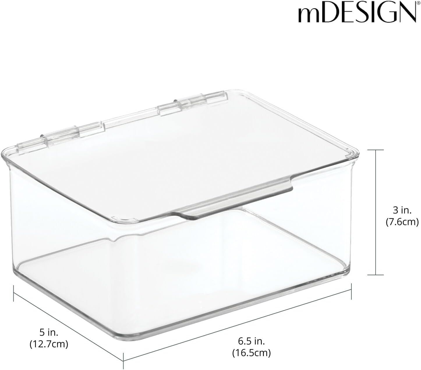 image:imagemDesign Plastic Small Stackable Divided Battery Storage Organizer Box with Hinged Lid for AA AAA C D 9 Volt Sizes Great Storage for Kitchens Home Offices Lumiere Collection 2 Pack Clear55 x 66 x 3 Pack of 2