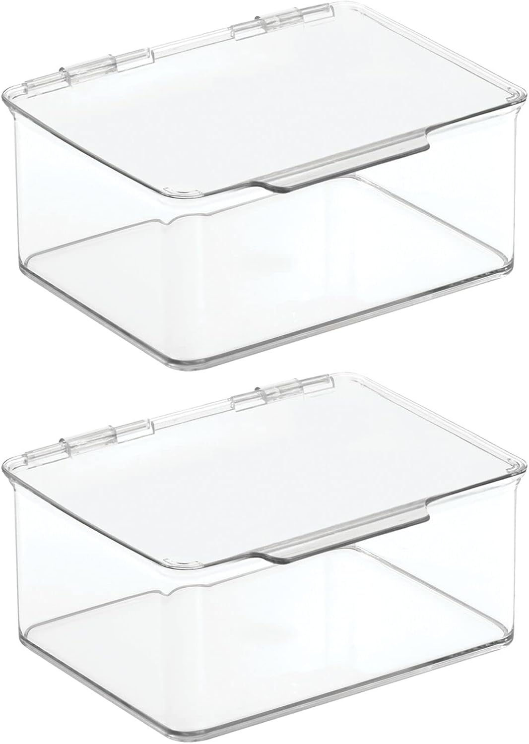 image:imagemDesign Plastic Small Stackable Divided Battery Storage Organizer Box with Hinged Lid for AA AAA C D 9 Volt Sizes Great Storage for Kitchens Home Offices Lumiere Collection 2 Pack Clear55 x 66 x 3 Pack of 2