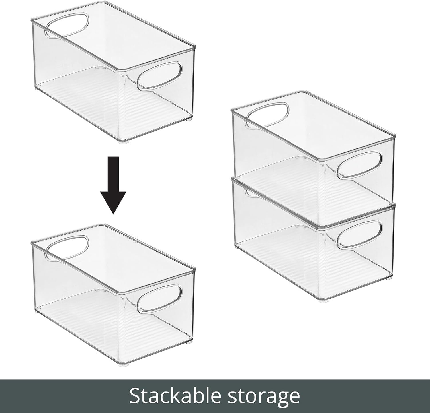 image:imagemDesign Plastic Bathroom Storage Container Bins w Handles Closet Cabinet Vanity Cupboard Shelf Organization Hair Tools Accessory Organizer Ligne Collection Clear 10x6x3 Pack of 110 x 6 x 5 Pack of 4