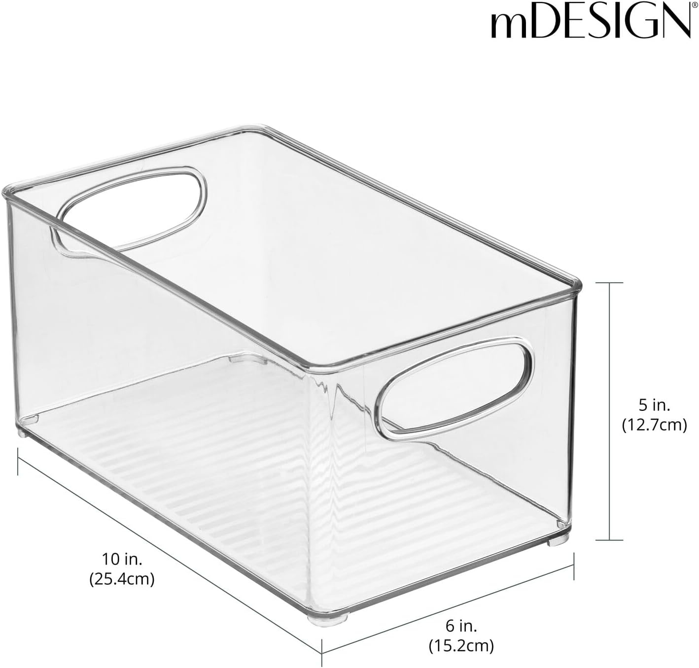 image:imagemDesign Plastic Bathroom Storage Container Bins w Handles Closet Cabinet Vanity Cupboard Shelf Organization Hair Tools Accessory Organizer Ligne Collection Clear 10x6x3 Pack of 110 x 6 x 5 Pack of 4