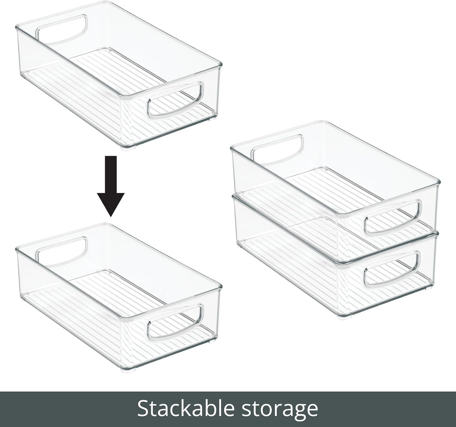 image:imagemDesign Plastic Bathroom Storage Container Bins w Handles Closet Cabinet Vanity Cupboard Shelf Organization Hair Tools Accessory Organizer Ligne Collection Clear 10x6x3 Pack of 110 x 6 x 3 Pack of 1