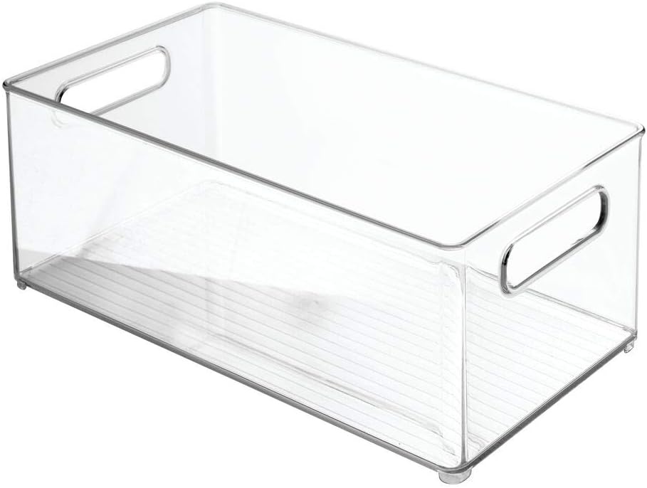 image:imagemDesign Plastic Bathroom Storage Container Bins w Handles Closet Cabinet Vanity Cupboard Shelf Organization Hair Tools Accessory Organizer Ligne Collection Clear 10x6x3 Pack of 1146 x 81 x 6 Pack of 4