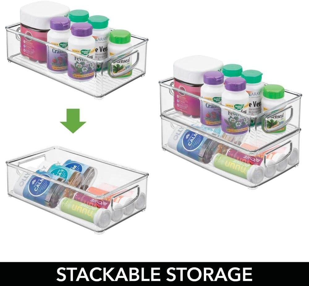 image:imagemDesign Plastic Bathroom Storage Container Bins w Handles Closet Cabinet Vanity Cupboard Shelf Organization Hair Tools Accessory Organizer Ligne Collection Clear 10x6x3 Pack of 110 x 6 x 3 Pack of 1