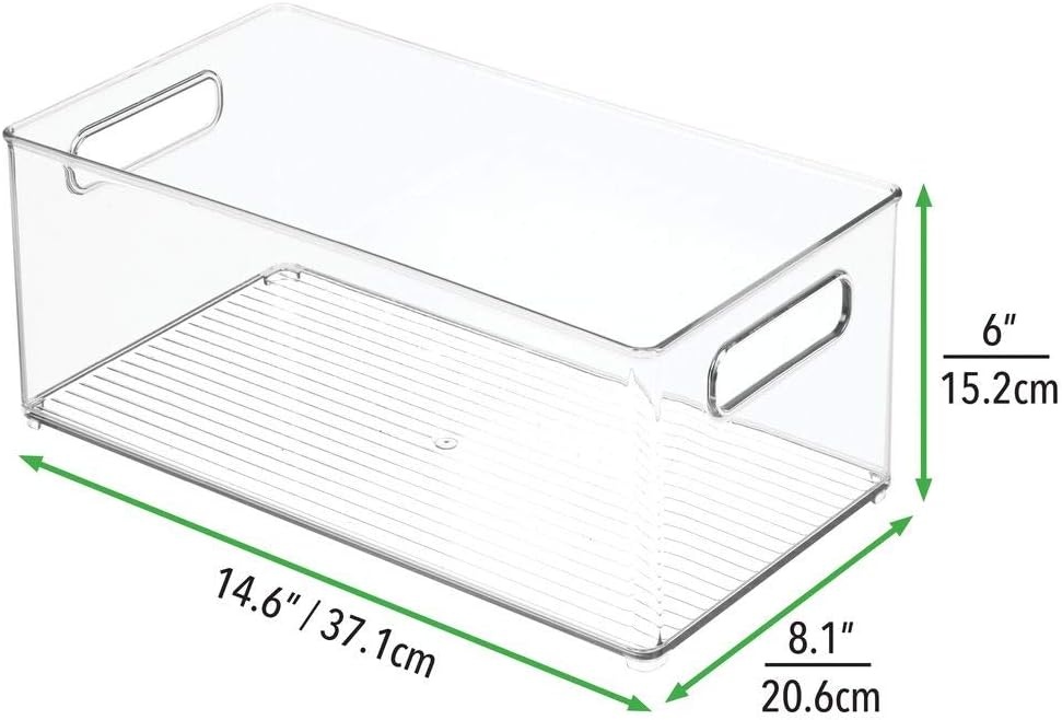 image:imagemDesign Plastic Bathroom Storage Container Bins w Handles Closet Cabinet Vanity Cupboard Shelf Organization Hair Tools Accessory Organizer Ligne Collection Clear 10x6x3 Pack of 1146 x 81 x 6 Pack of 4