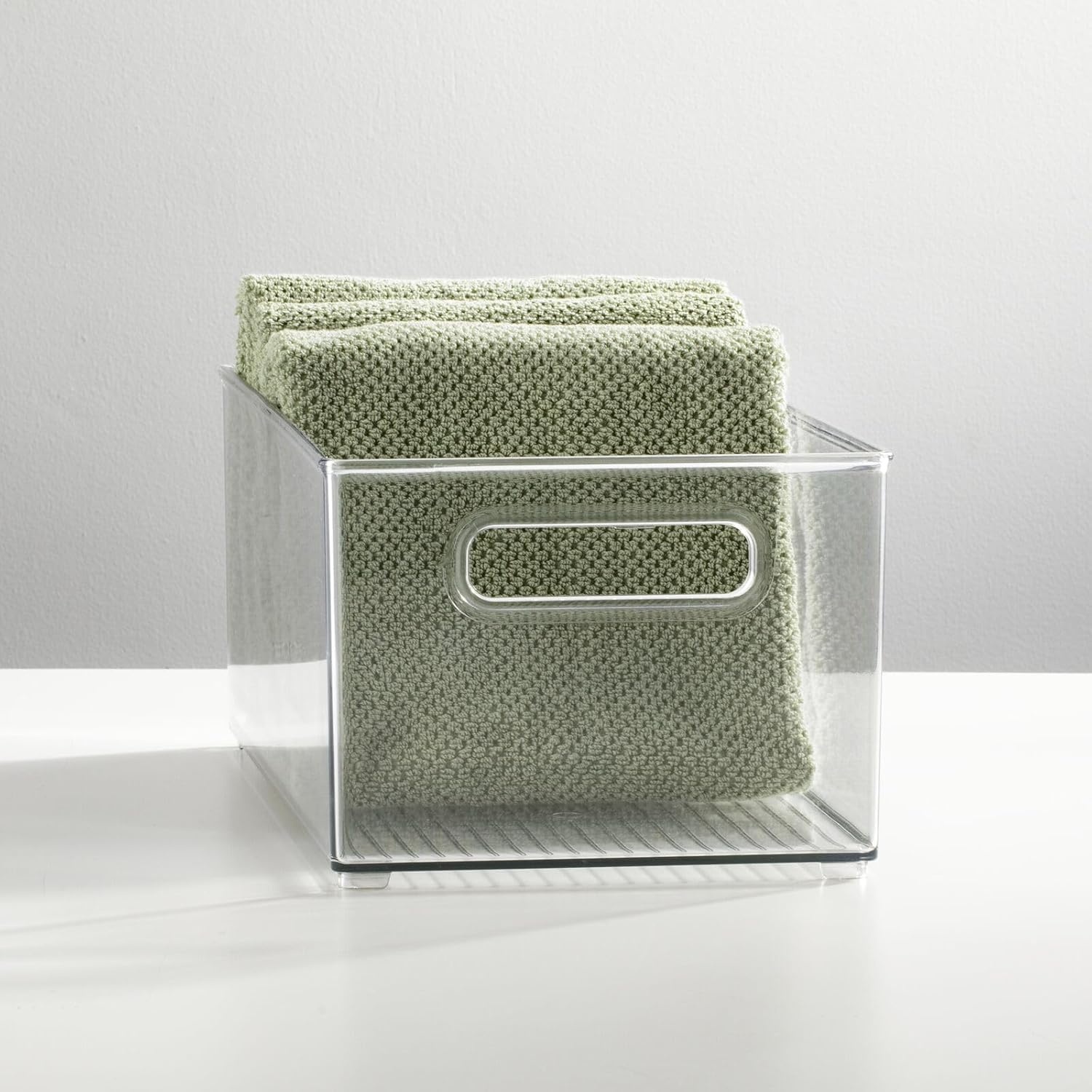 image:imagemDesign Plastic Bathroom Storage Container Bins w Handles Closet Cabinet Vanity Cupboard Shelf Organization Hair Tools Accessory Organizer Ligne Collection Clear 10x6x3 Pack of 1146 x 81 x 6 Pack of 4