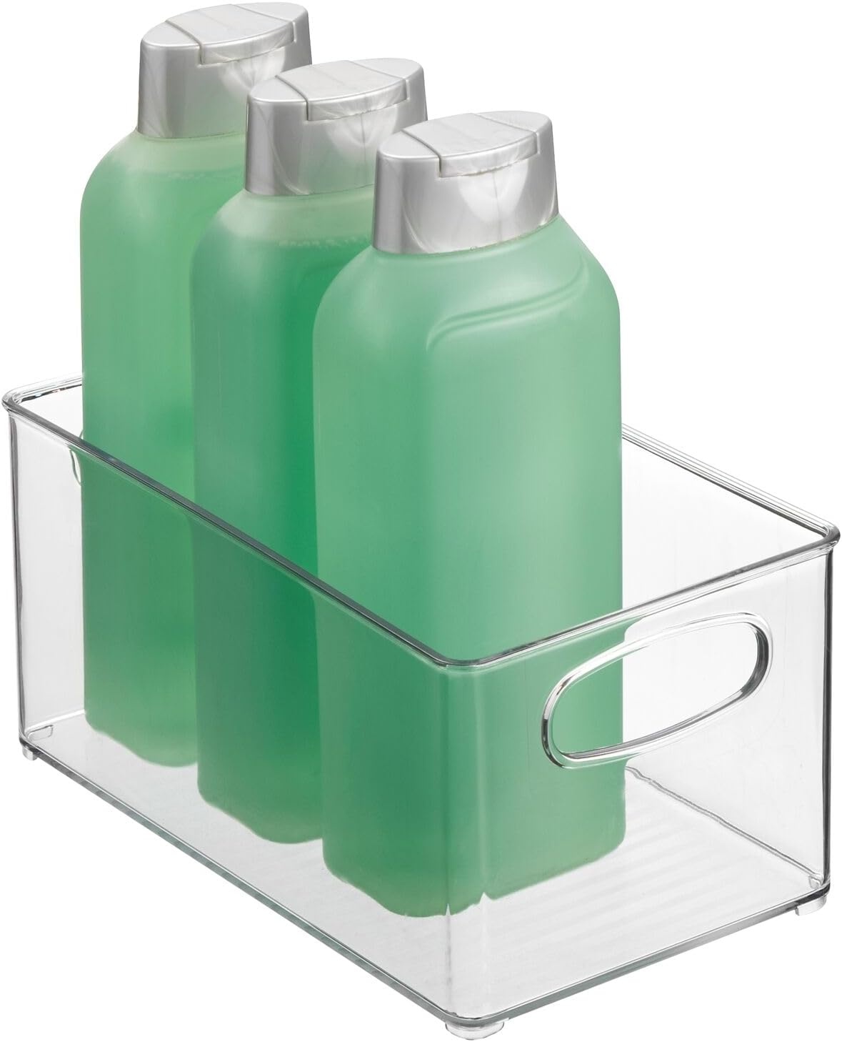 image:imagemDesign Plastic Bathroom Storage Container Bins w Handles Closet Cabinet Vanity Cupboard Shelf Organization Hair Tools Accessory Organizer Ligne Collection Clear 10x6x3 Pack of 110 x 6 x 5 Pack of 4