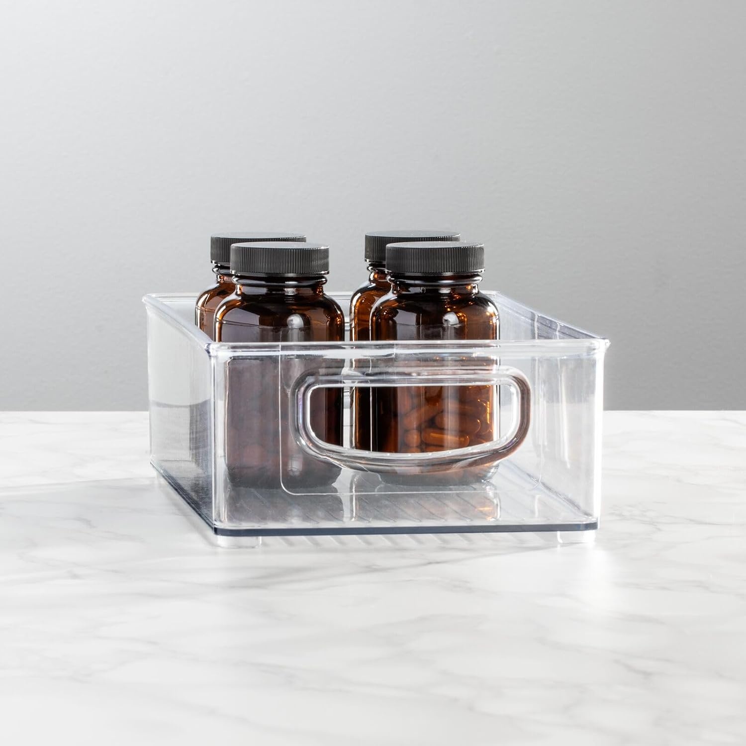 image:imagemDesign Plastic Bathroom Storage Container Bins w Handles Closet Cabinet Vanity Cupboard Shelf Organization Hair Tools Accessory Organizer Ligne Collection Clear 10x6x3 Pack of 110 x 6 x 3 Pack of 1