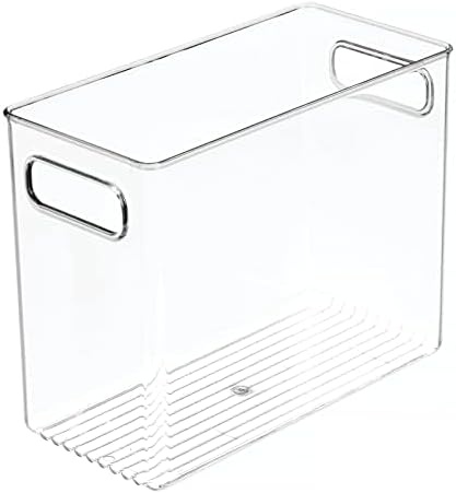 image:imagemDesign Slim Plastic Storage Container Bin with Handles Bathroom Cabinet Organizer for Toiletries Makeup Shampoo Conditioner Face Scrubbers Loofahs Bath Salts 5 Wide 2 Pack Clear10 x 5 x 8 Pack of 2