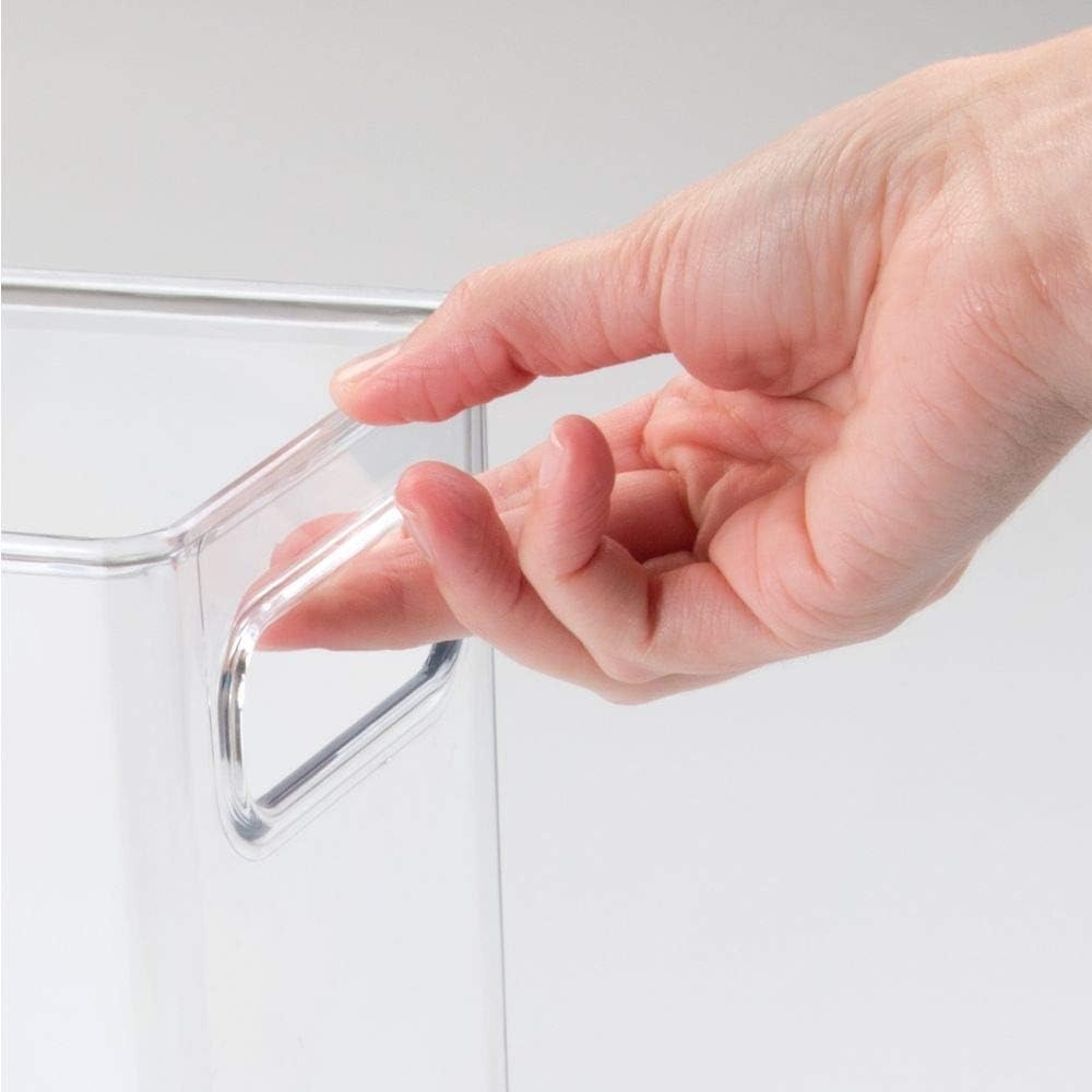 image:imagemDesign Slim Plastic Storage Container Bin with Handles Bathroom Cabinet Organizer for Toiletries Makeup Shampoo Conditioner Face Scrubbers Loofahs Bath Salts 5 Wide 2 Pack Clear10 x 5 x 8 Pack of 2
