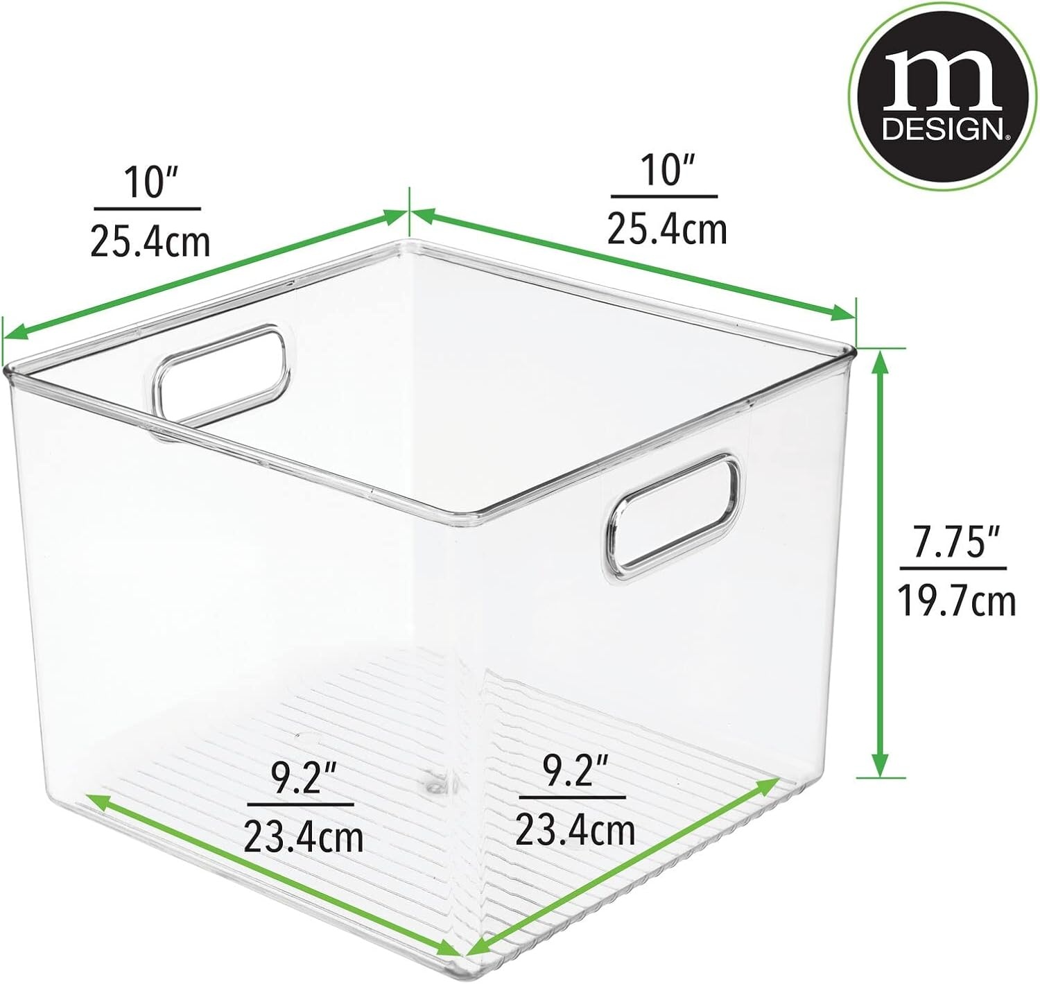 image:imagemDesign Slim Plastic Storage Container Bin with Handles Bathroom Cabinet Organizer for Toiletries Makeup Shampoo Conditioner Face Scrubbers Loofahs Bath Salts 5 Wide 2 Pack Clear10 x 10 x 8 Pack of 1