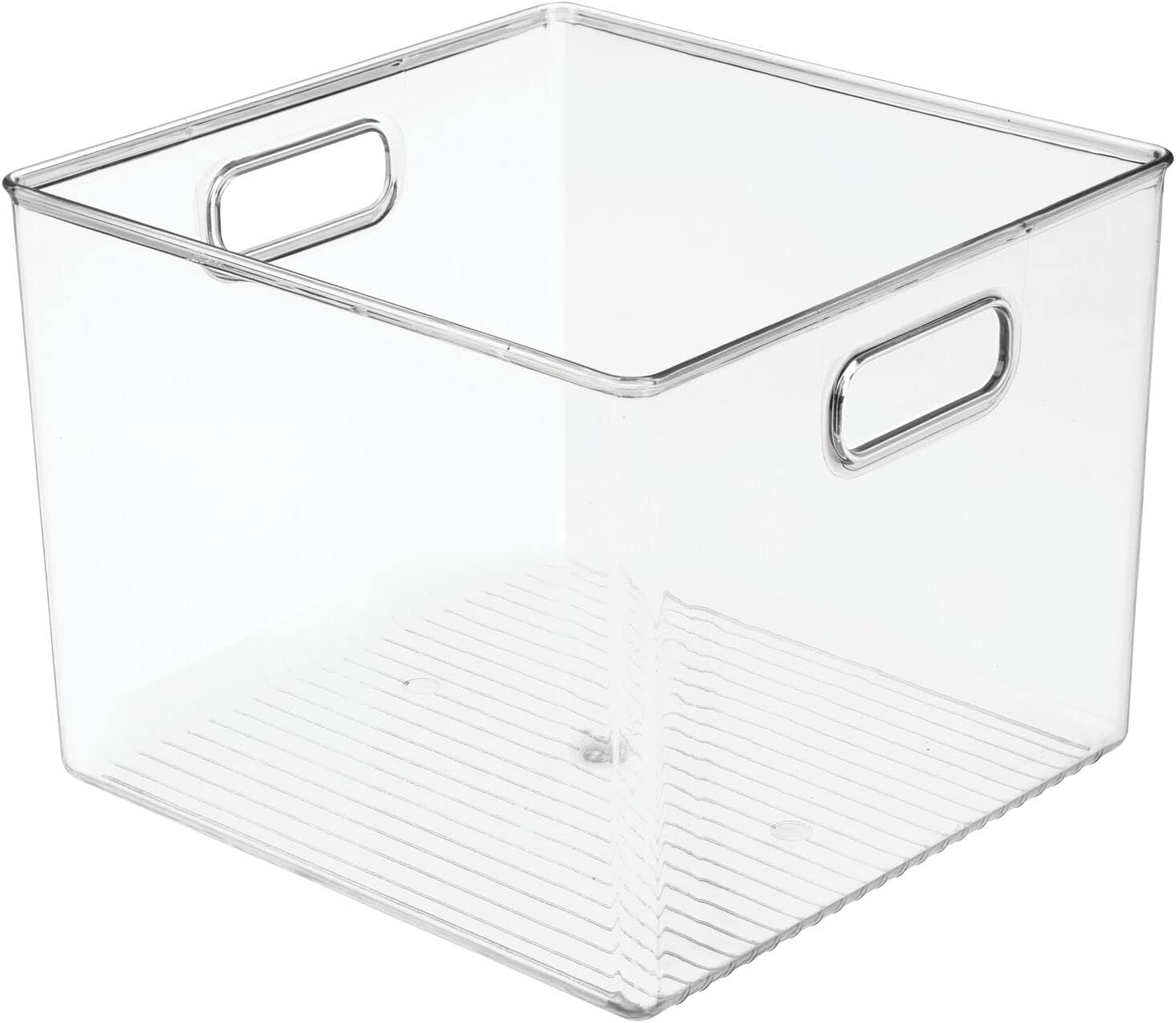 image:imagemDesign Slim Plastic Storage Container Bin with Handles Bathroom Cabinet Organizer for Toiletries Makeup Shampoo Conditioner Face Scrubbers Loofahs Bath Salts 5 Wide 2 Pack Clear10 x 10 x 8 Pack of 1