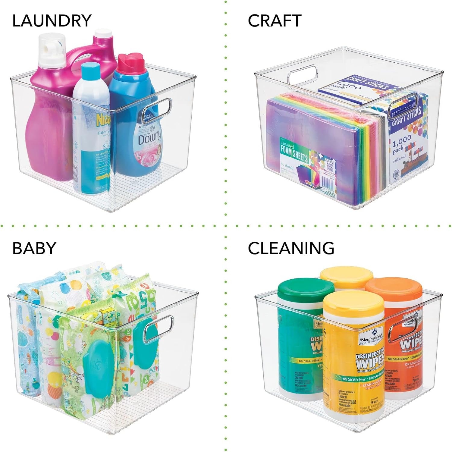 image:imagemDesign Slim Plastic Storage Container Bin with Handles Bathroom Cabinet Organizer for Toiletries Makeup Shampoo Conditioner Face Scrubbers Loofahs Bath Salts 5 Wide 2 Pack Clear10 x 10 x 8 Pack of 1