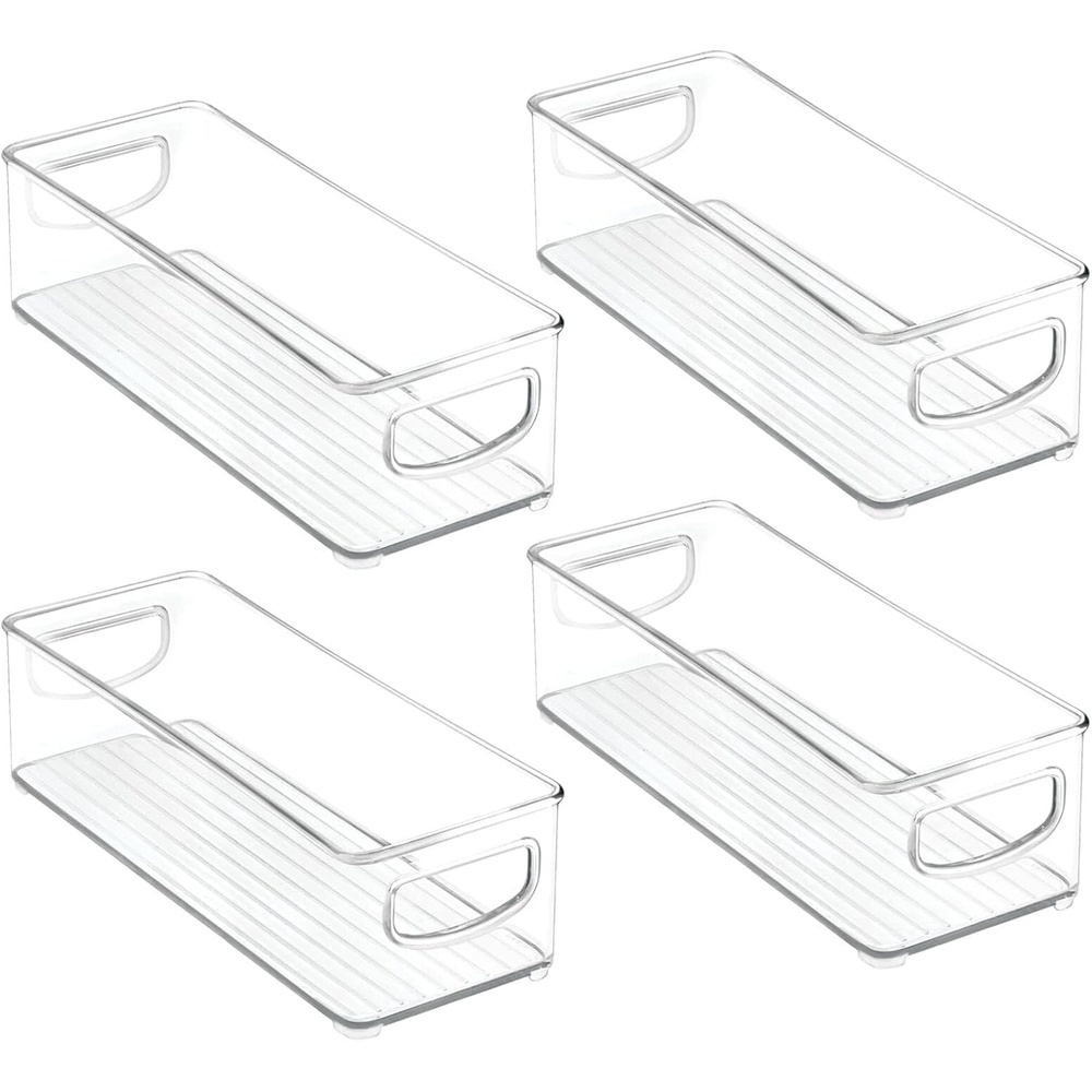 image:imagemDesign Plastic Bathroom Storage Container Bins w Handles Closet Cabinet Vanity Cupboard Shelf Organization Hair Tools Accessory Organizer Ligne Collection Clear 10x6x3 Pack of 14 x 10 x 3 Pack of 4