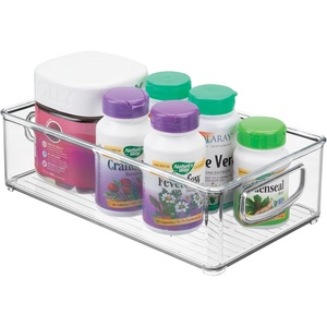 mDesign Plastic Bathroom Storage Container Bins w/ Handles – Closet, Cabinet, Vanity, Cupboard Shelf Organization, Hair Tools Accessory Organizer – Ligne Collection; Clear, 10x6x3 (Pack of 1)(10 x 6 x 3 (Pack of 1))