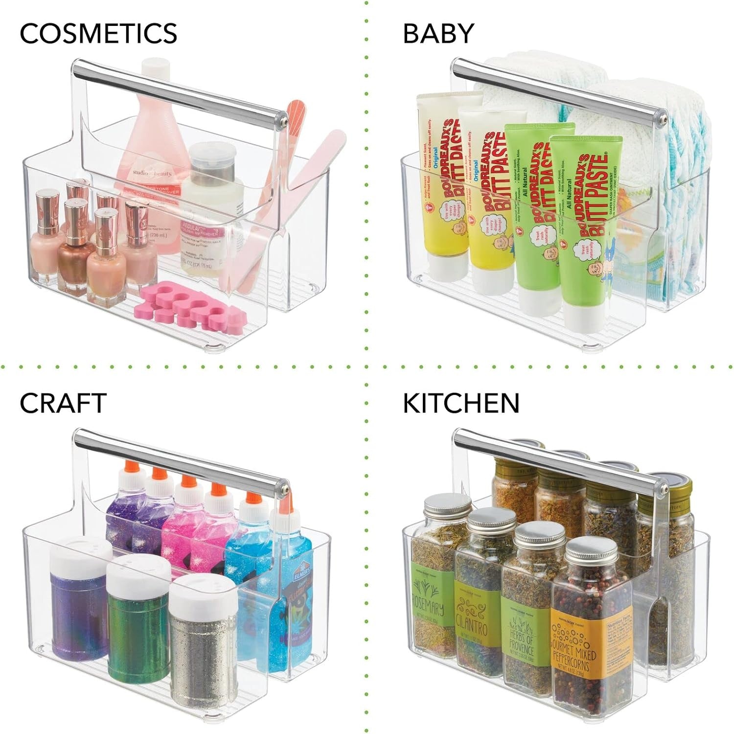 image:imagemDesign Shower Caddy Storage Plastic Organizer Light PinkRose GoldClearChrome